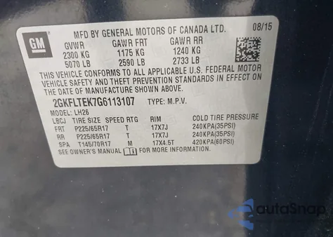 2016 GMC Terrain Sle-2 from USA, damaged, VIN 2GKFLTEK7G6113107